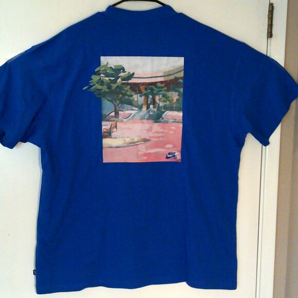 NEW NIKE SB "Brooklyn Backyard Max90 Tee" MEN'S BLUE GREEN T-SHIRT XL HJ0893-480 - Picture 1 of 8